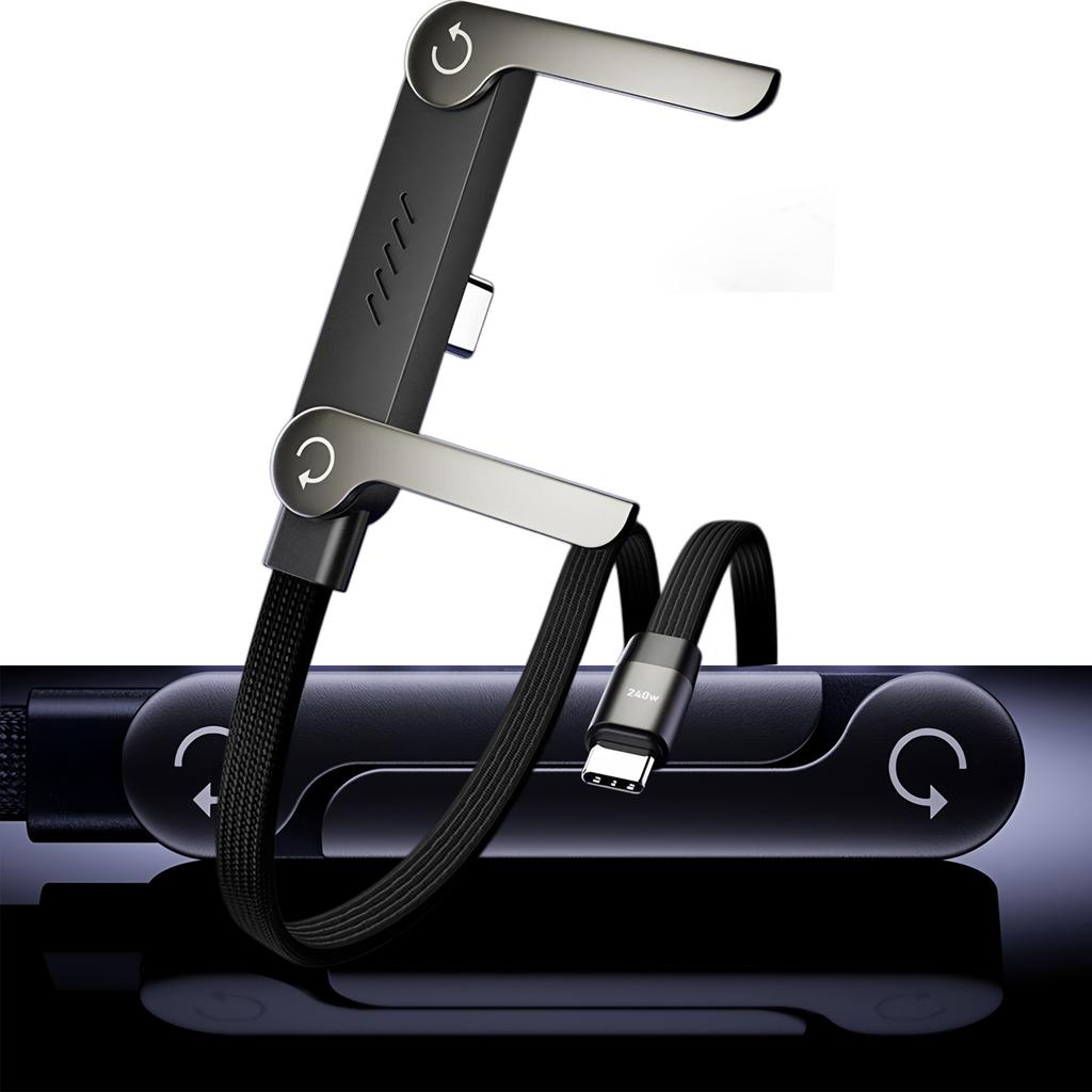 240W Fast Charging Data Cable Foldable Type-C Stand for Phone & Tablet - Type-C to Type-C/PD to Type-C