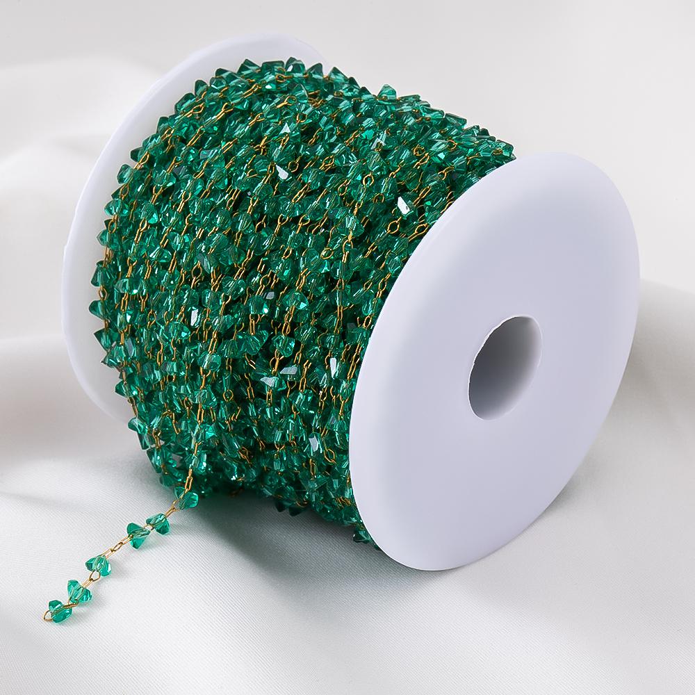 0.5M 1M 2M Irregular Clear Heart Chain Stainless Steel Glass Grave Stone Bead Chain Necklaces Bracelets Chain DIY Jewelry Making