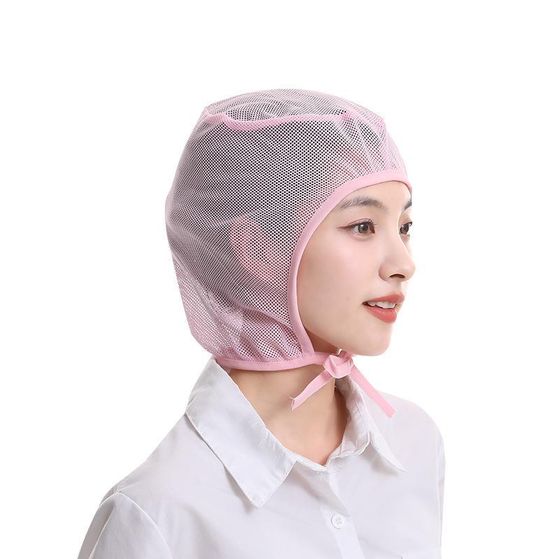 Breathable Mesh Work Cap Adjustable Tie Washable Fabric Perfect For Food Factory Catering Clean Workspace
