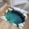 3D Optical Illusion Floor Mat Realistic Hole Door Mat for Living Room And Entry Area Non-Slip Soft Pet-Friendly Rug Interactive Visual Effect Carpet
