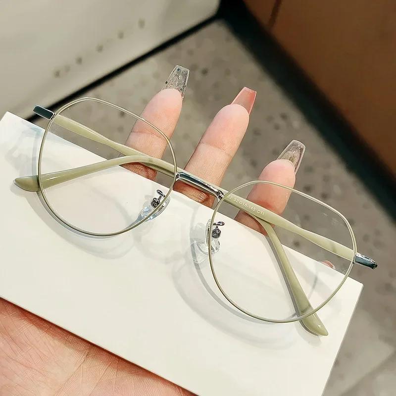 Oversized Round Frame Myopia Eyeglasses Fashion High Definition Near Sight Goggle Blue Light Blocking Eyewear 0-1.0-1.5-2.0-4.0