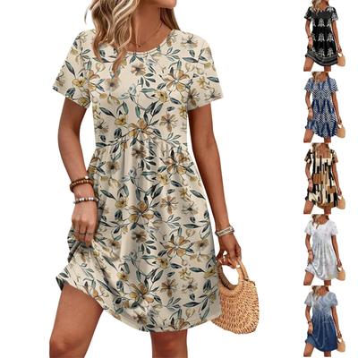 Dresses For Women Short Sleeve O Neck Casual Dresses Waist Maternity Dress With Pockets