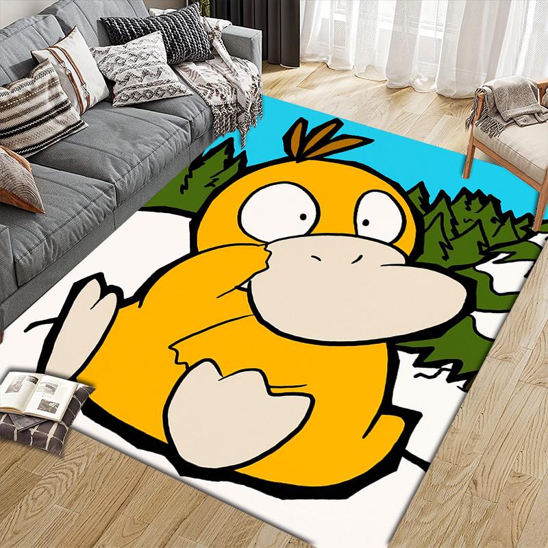 Psyduck Cartoon Illustration Square Area Rug, Non-Slip Floor Mat for Home Office, Perfect Gift for Psyduck Fans.chl