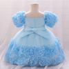 New Sequin Puff Sleeve Princess Dress for Babies and Toddlers with 3D Applique Mesh.