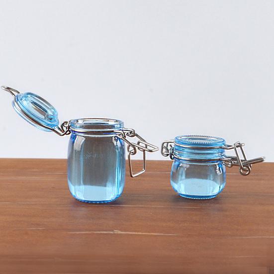 2 Pcs Miniature Storage Jars Doll House Mini Transparent Jar with Lid