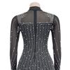 European & American Fashion Women's Long Sleeve Mesh Dress with Beaded Short Skirt