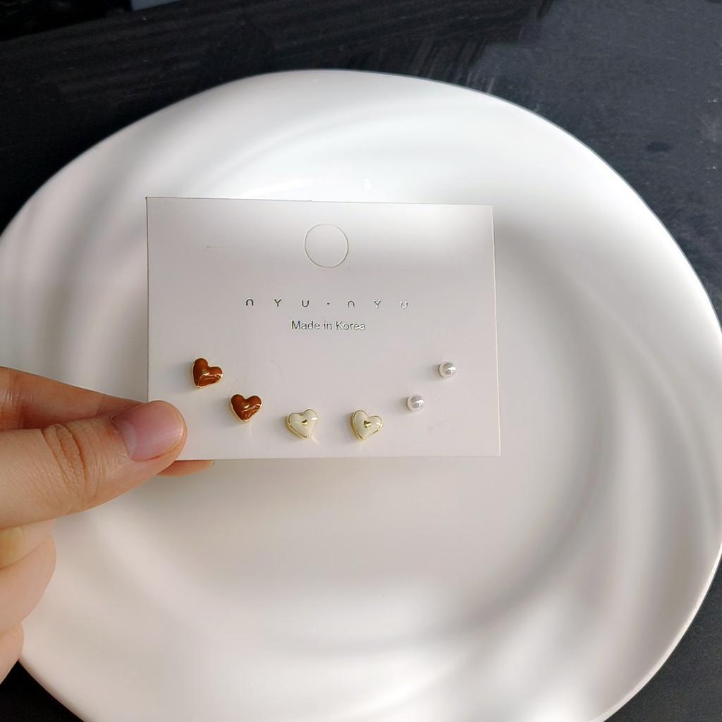 Six-piece set~ Small and delicate oil dripping geometric set, stud earrings 2025 new earrings ins