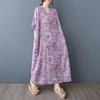 Summer Floral Vacation Style Travel V-neck Retro Long Dress To Hide The Flesh Cotton and Linen Dress
