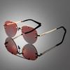 KAMMPT Rimless Pilot Sunglasses Men Classic Double Bridge Gradient Shades Trendy Vintage Fashion Multicolor Casual Sun Glasses