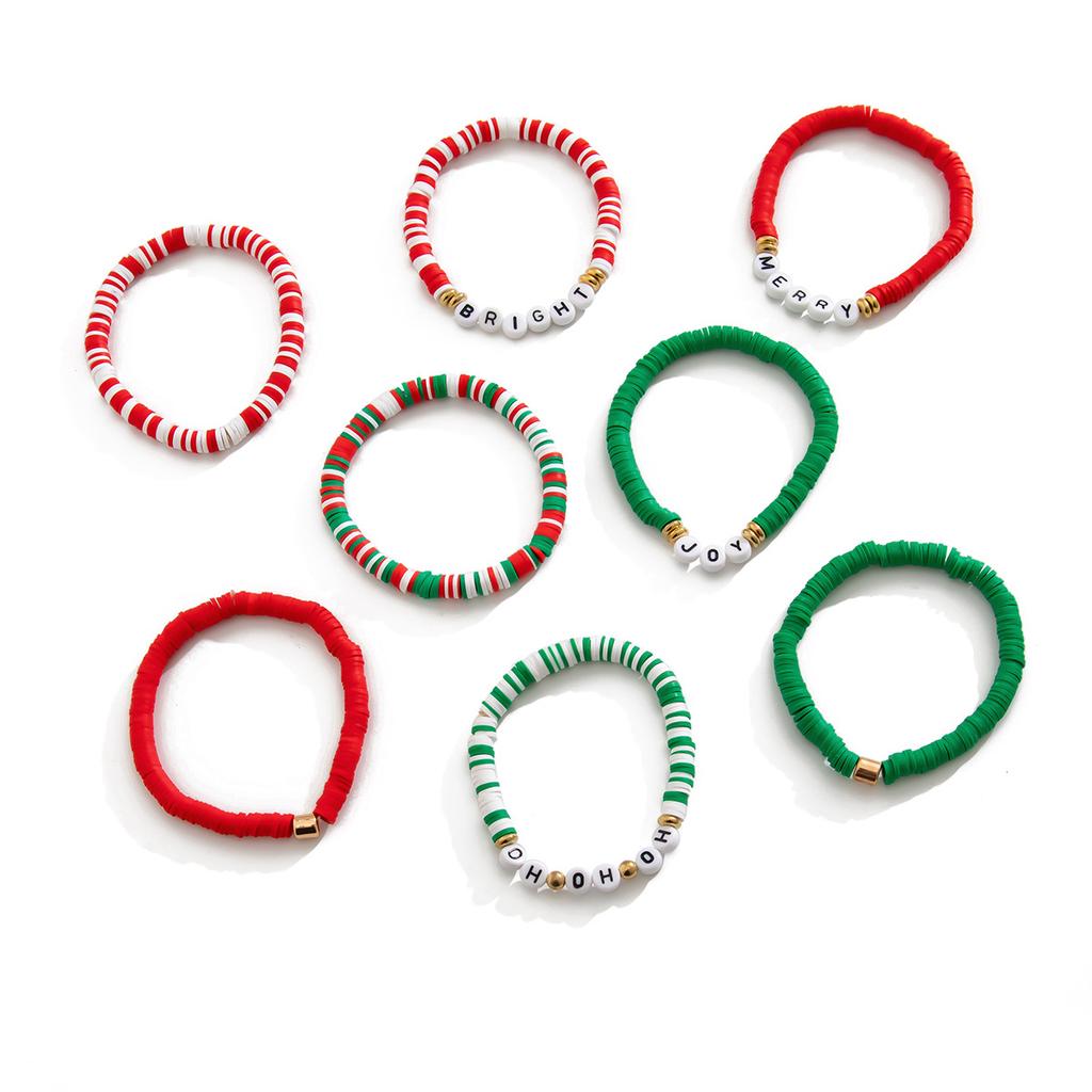 Christmas elk soft pottery colorful soft pottery bracelet jewelry, niche letter elastic jewelry set