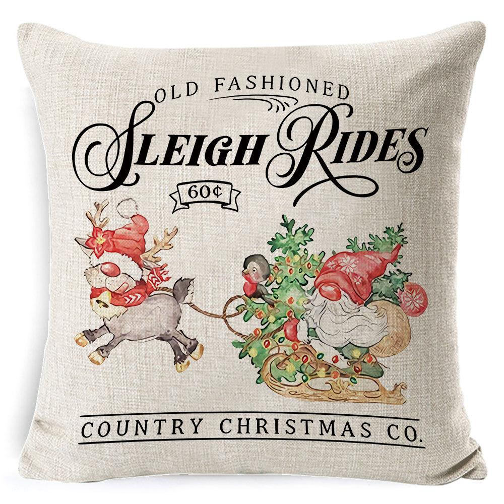 Christmas Celebration Pillow Elk Snowman Festive Cushion Cover Red Sofa Back Cushion Pillow Cover