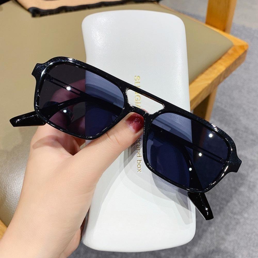 European American Trendy Vintage Double Beam Men Women Sunglasses Ocean Piece Unique Large Frame