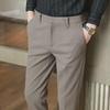 Men's Slim Woolen Trousers: Autumn/Winter Business Casual or Formal Tweed Nine-Point Pants