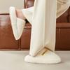 Fashion Thick Bottom Faux Fur Slippers Women New Indoor Plush Winter Couple Slides Woman Closed Toe Warm Non-Slip Cotton Padded Shoes