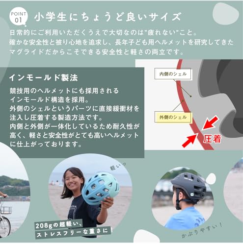 Japan's lightest Mag Ride Ichihachiroku (46-50cm) and Tres (52-56cm) SG-certified bicycle helmet for children, suitable for toddlers, elementary schoo
