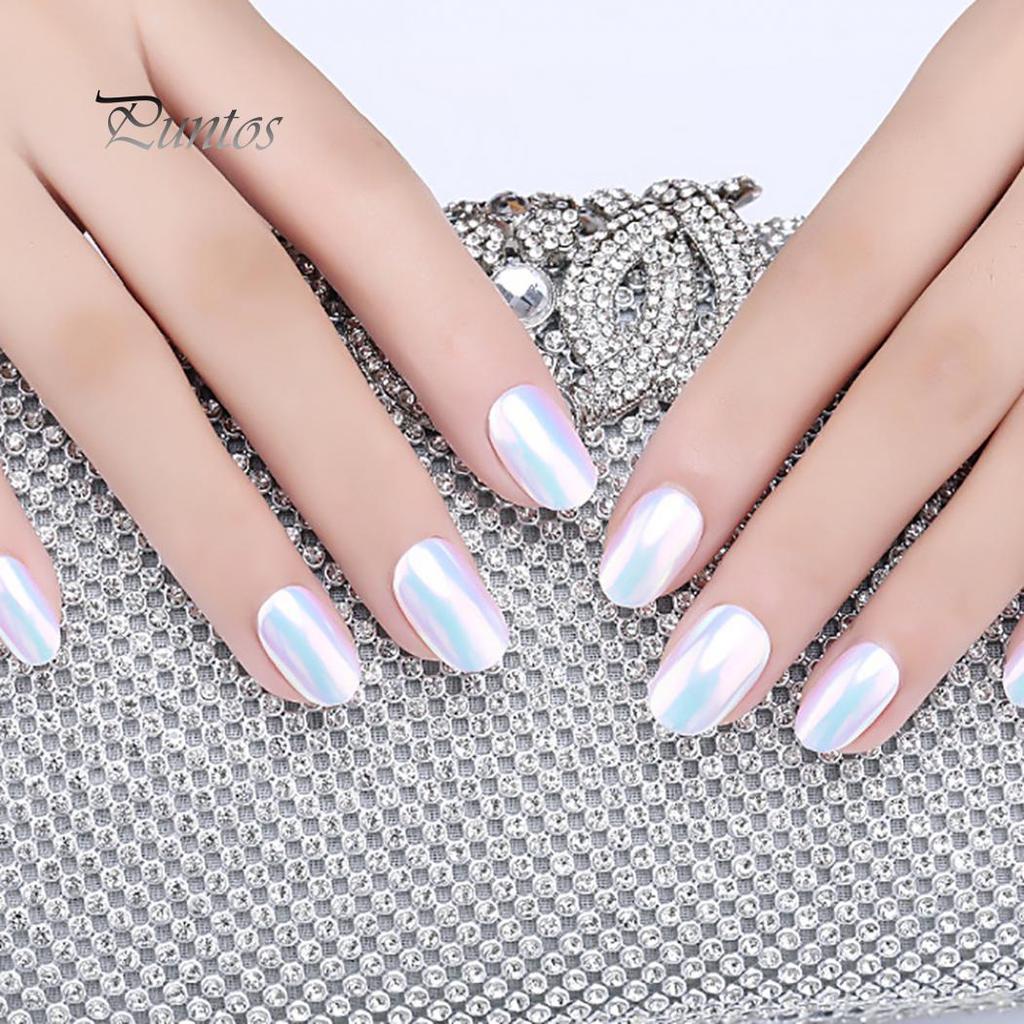 Health Caring 3g Glitter Holographic Rainbow Nail Art Powder Mirror Pigment with Mini Brush