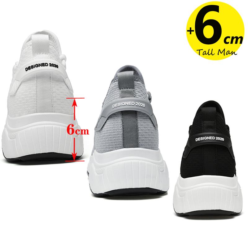 Chunky Lift Shoes Men Elevator Sneakers Height Increase Insole 6cm Mesh Summer Plus Size 36-46