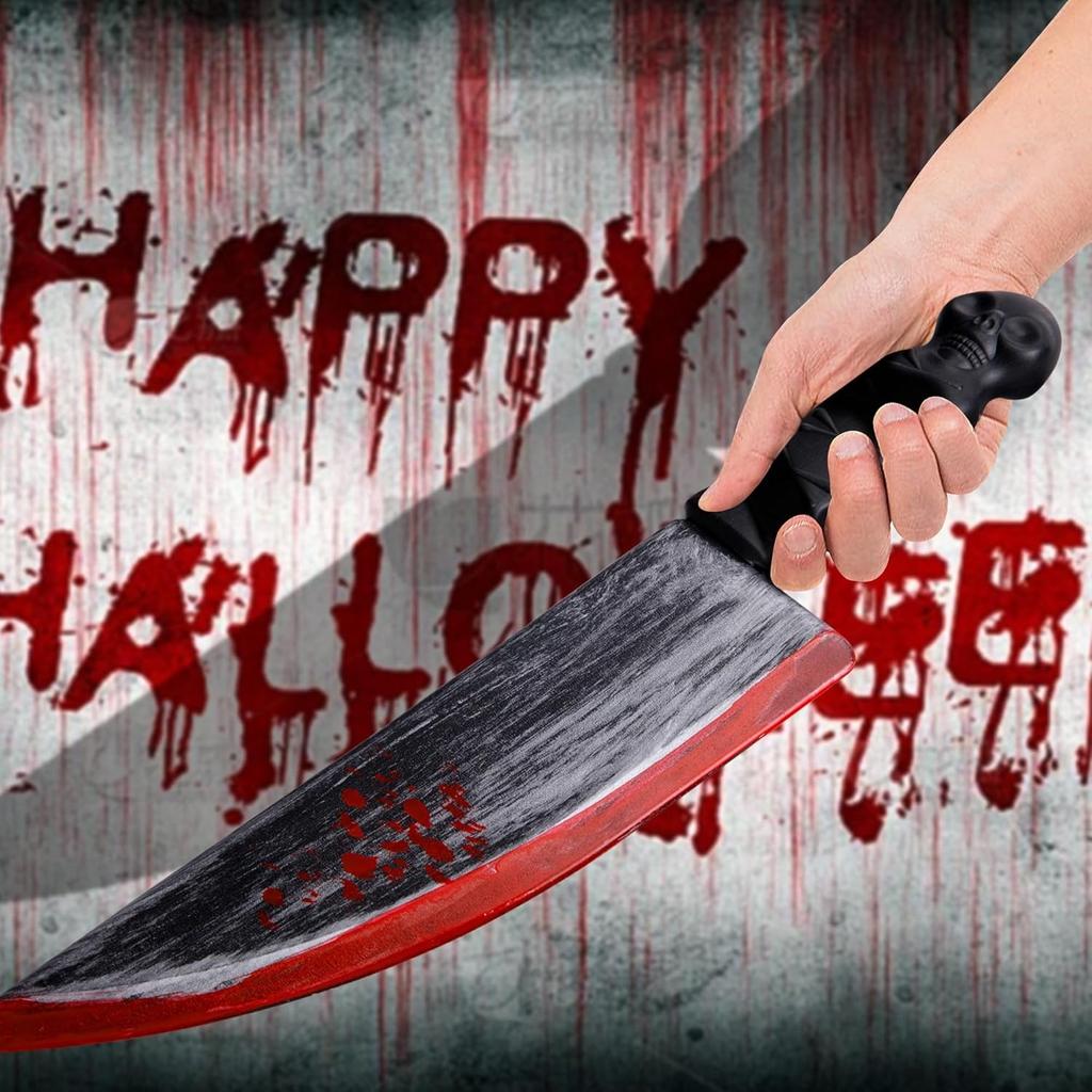 Halloween Blutiges Metzgermesser Requisite Gruseliges Plastik Slasher Hackmesser Requisiten für Halloween Spukhaus Kostümzubehör