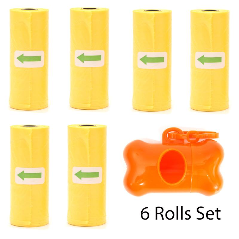 Pet Poop Bags Disposable Dog Waste Bags Bulk Poop Bags with Leash Clip and Bone Bag Dispenser 5 Rolls of 75 Pcs Bags
