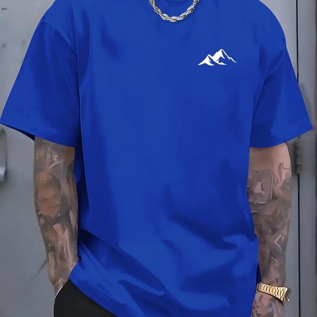 Mens Summer 100 Cotton Fashion Casual Loose Mountainpatterned Printed Sports Roundneck Shortsleeved Tshirt Soft Breathable