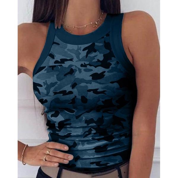 Women's Striped Round Neck Racerback Vest - Sexy Sleeveless Summer Top