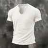 Camiseta de Hombre con Flecos Camiseta Retro de Manga Corta con Cuello en V Elegante Desgastada Camiseta de Verano para Fiesta Playa Vacaciones Gimnasio