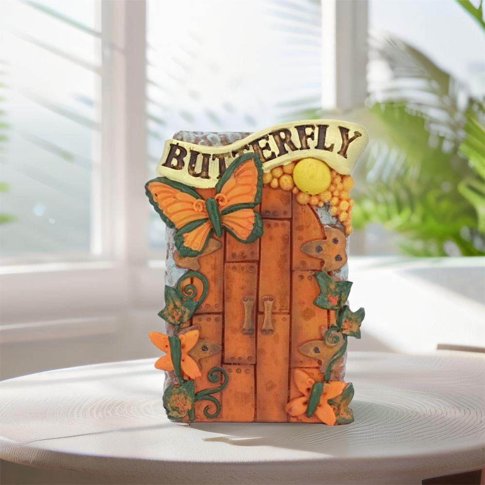 

Funny Miniature Garden Door Cute Garden Fairy Gate Elf Fairy Door Figurine Desktop Decoration помаранчевий