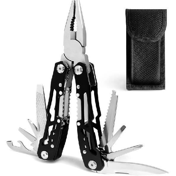 14 in 1 Multitool, Multitool Pliers Multi Tool for Men, Stainless Steel Multi Tool Pocket, Pliers, Bottle Opener, Screwdriver with Nylon Sheath -