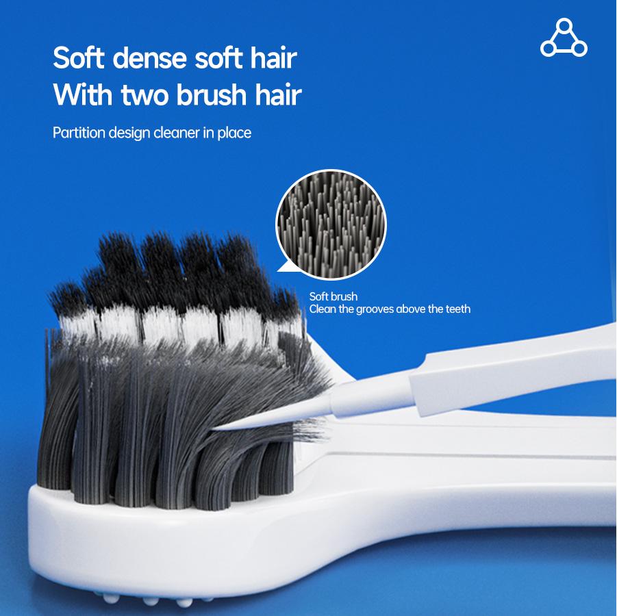 1D Manual Toothbrush 6pcs Three sided U-shaped Soft Toothbrush for Comprehensive Oral Cleaning for Adults, Men and Women, Couple