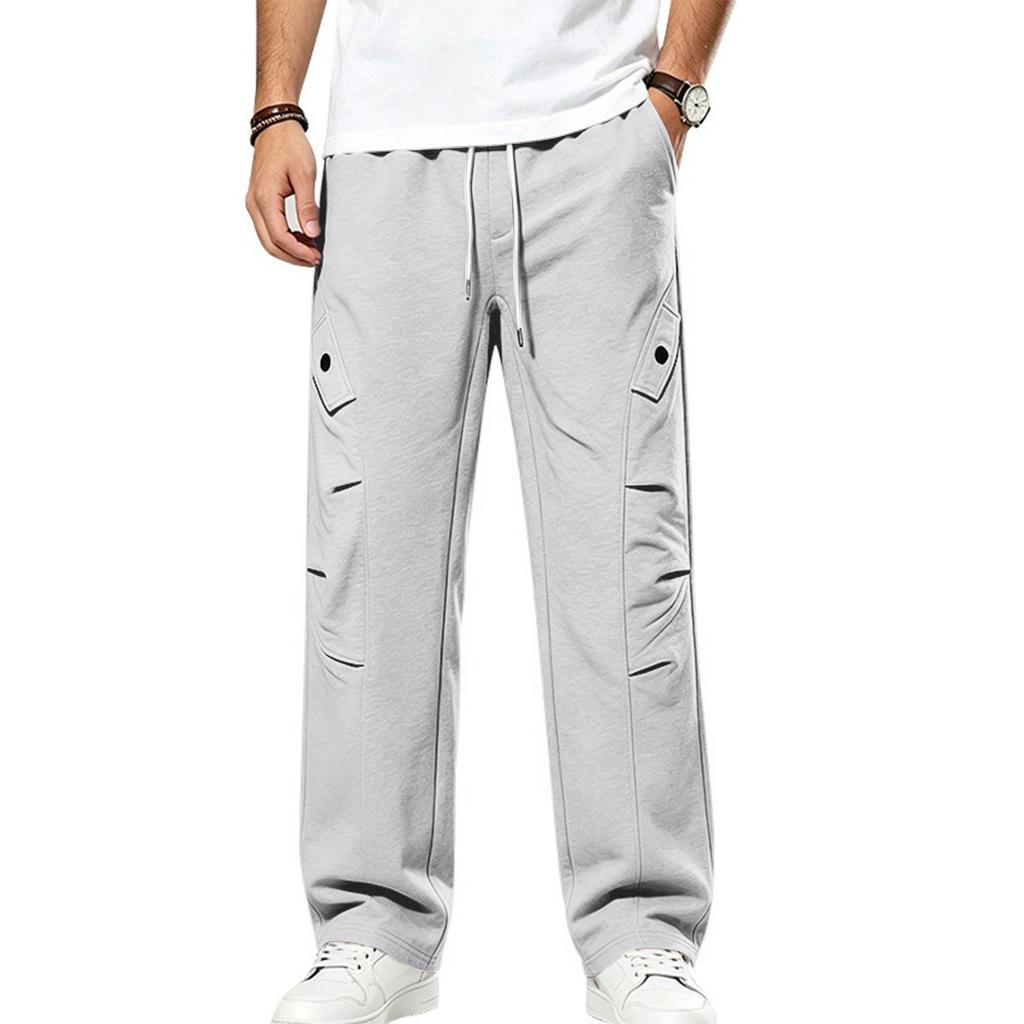 Pantalon de survêtement droit en sergé pour homme Coupe ample Hip Hop Streetwear Décontracté