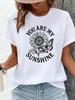 (Asian Size) Clothing T Shirt Print flower sweet Female Woman Women Fashion Tee Top Short Sleeve Graphic T-shirts