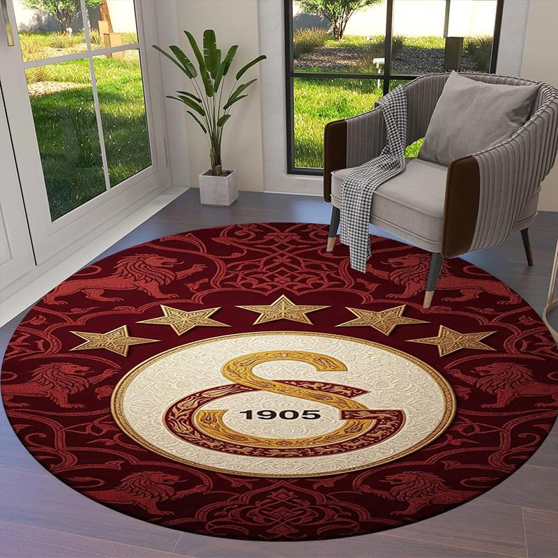 Galatasaray S Round Area Rug,Carpet Rug for Living Room Bedroom Sofa Playroom Decor,Non-slip Floor Mat