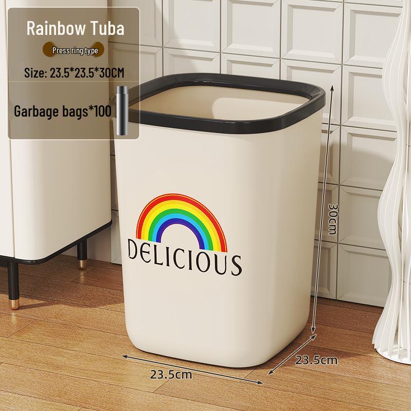 Large Capacity Thickened Trash Can with Pressure Ring for Bathroom, Toilet, Living Room, and Kitchen