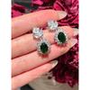 European and American High-End Luxury Simulated Emerald Tourmaline Necklace, Earrings, Ring, Female Bride Banquet Dress Elegant Set