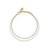 Gold Tone Steel Bracelet With Blue And Gold Beads LPS05ARR96 For Women