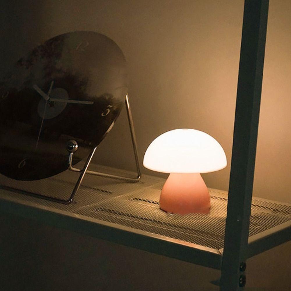 Warm White Lights Mushroom LED Table Lamp Touch Control Dimmable Function USB Charging Night Light USB Charging Port