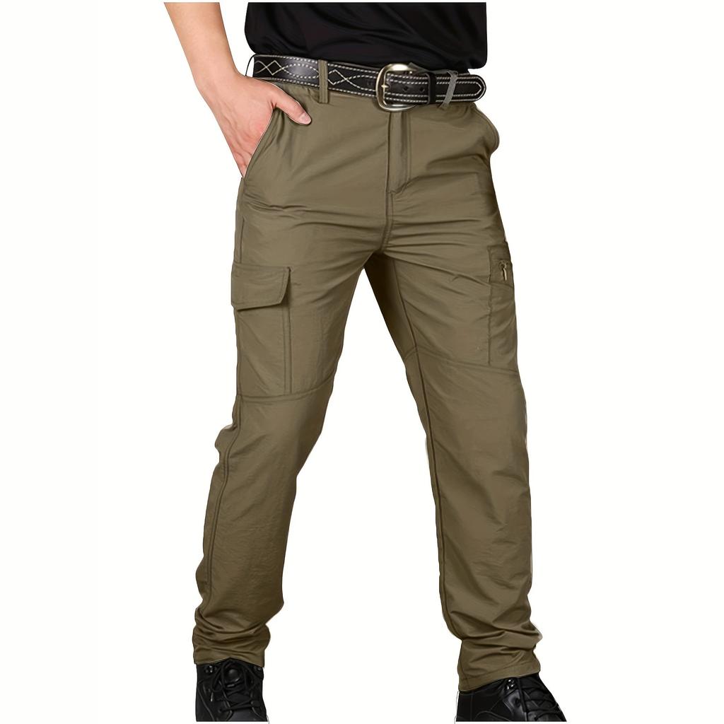 Men's summer tactical trousers combat anti-splashing multi-bag wear-resistant solid color overalls trend spot
