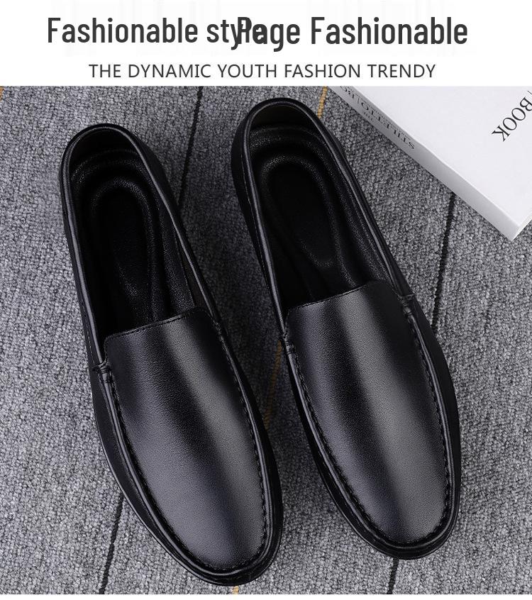 Men's Large-Size Leather Moccasins Slip-On Casual Loafers for Spring/Summer Fashion