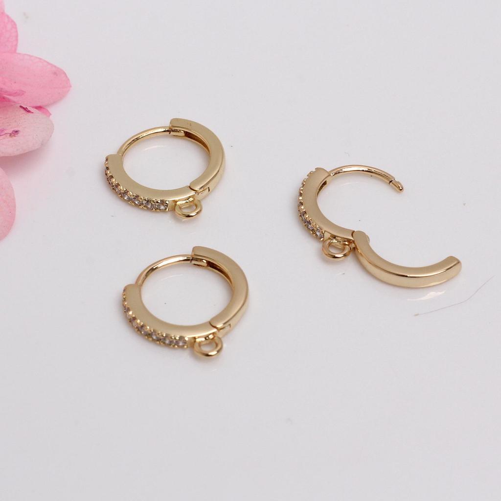18K Gold Plated Zirconia Hoop Earrings with Pendant Clip