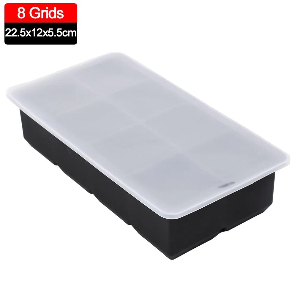 4/6/8Grids Silicone Food Ice Block Mold Reusable Easy-Release Square Shape Ice Molds DIY Household Kitchen Bar Accessories