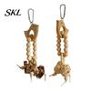 Parrot Chew Toy Wooden Blocks Toy, Bird with Beads Rattan Balls or Dried Star Fruits, Cage Accessory for Small Medium Parrots Cockatiels Budgerigars