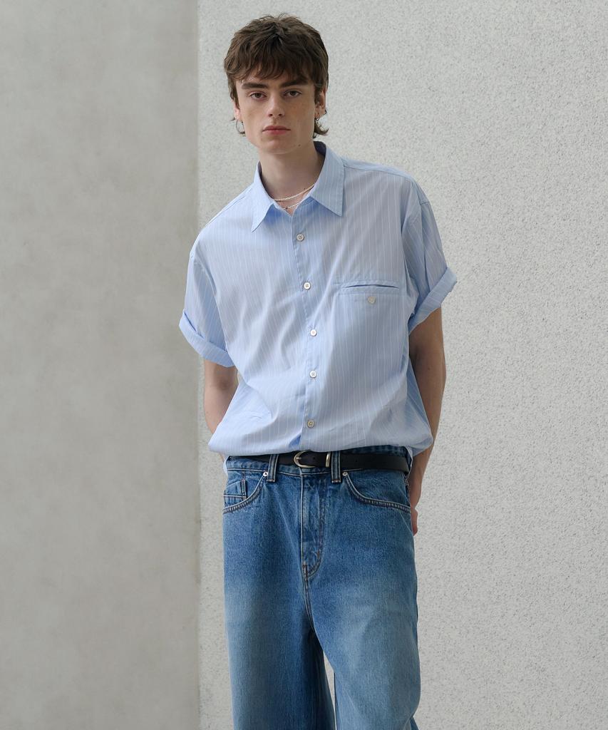 KNOUUN Loose Shirts (Stripe Blue)
