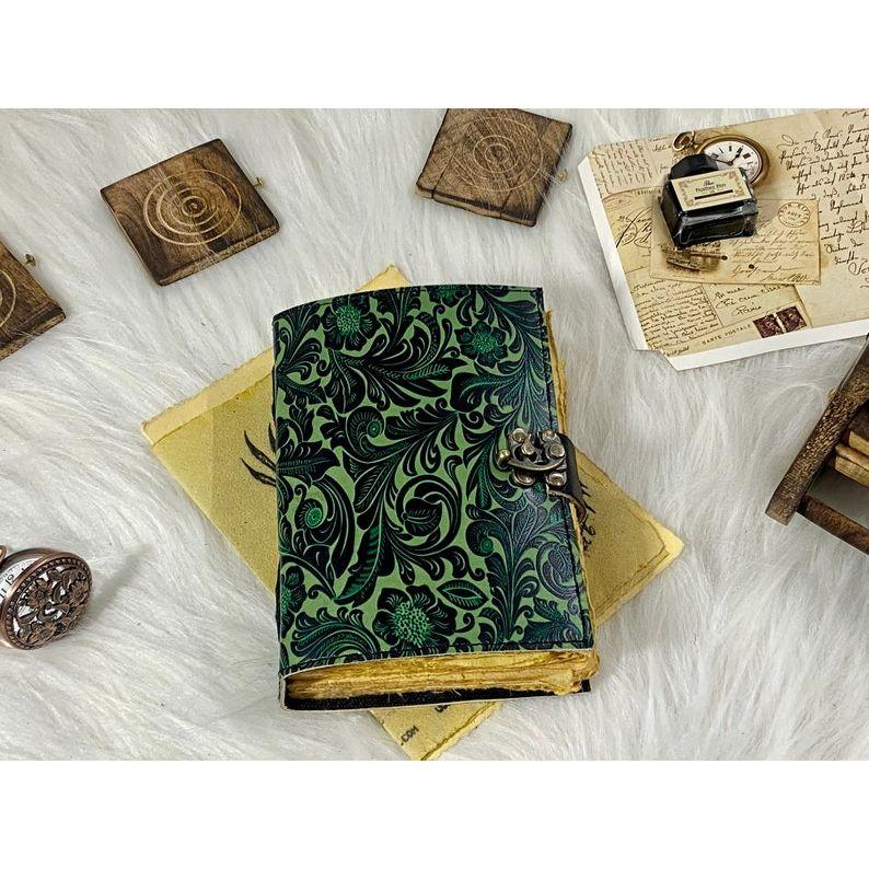 Leather Journal Handmade Notebook personalized Gifts for men & women Writing Journal Book of shadows Garden Flower Journal Gifts for Him Her