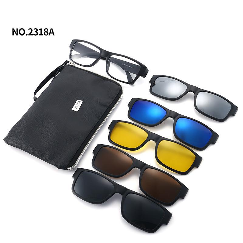 6 In 1 Men Women Optical Magnetic Sunglasses Clip Magnet Clip on Sunglasses Polaroid Clip on Sun Glasses WIth Box