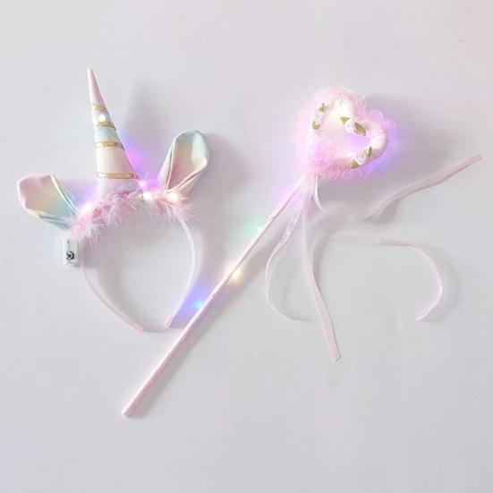Zářivá čelenka s křídly Elfí víla Svítící hůlka Andělská víla Foto rekvizita Sada pro dívky Rozsvěcující se kostýmový doplněk