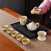 High-end Ru Kiln Tea Set, Complete Set of Ceramic Home Office Teapot Gifts, Annual Meeting Business Souvenir