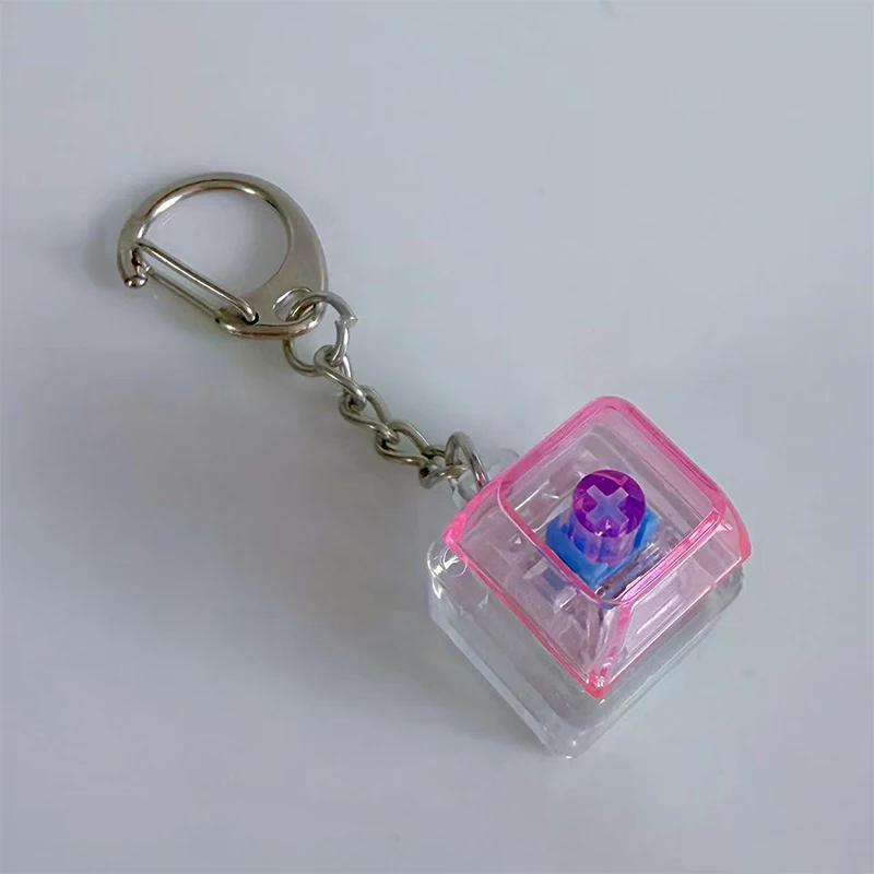 1Keys Color Clear LED Mechanical Keyboard Keychain Toy Stress Relief DIY Button Finger Keyboard Caps Toy Key Switch Shaft Tester