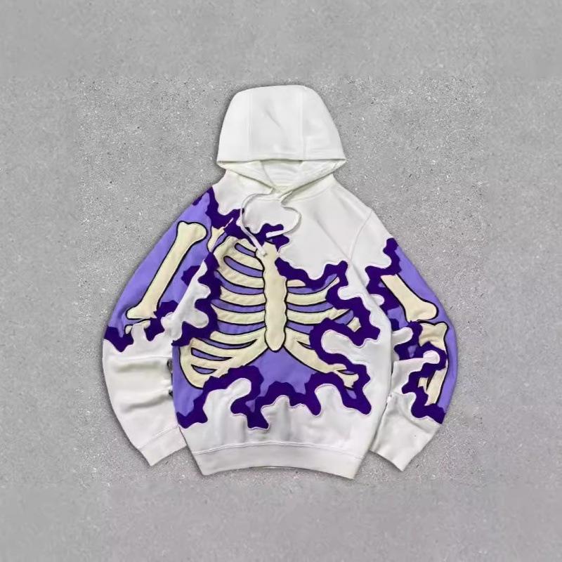 Spring and Autumn American Retro Skull Skull Skeleton Series 3D Digital Printing Trend Hoodie Sweater