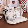 Trousse de creioane Teddy Multi-Strat Color Block Capacitate Mare: Geantă de mână multifuncțională de înaltă valoare pentru elevii din ciclul primar și gimnazial