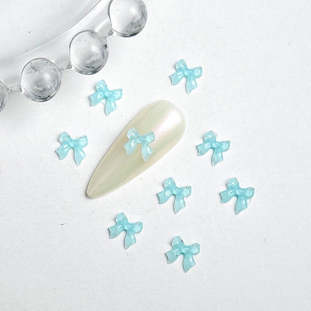 Mini Small Bow Nail Art Accessories Internet Celebrity Ice Transparent Resin 3D Bowknot Beautiful Girl Nail Decoration